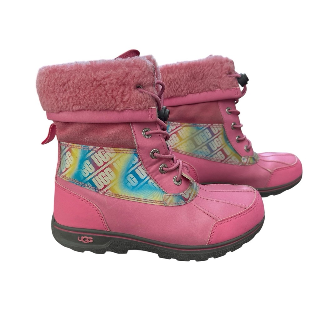 Ugg Kids Butte II Chromatic Boots Pink‎ Faux Fur Holographic - Picture 5 of 10